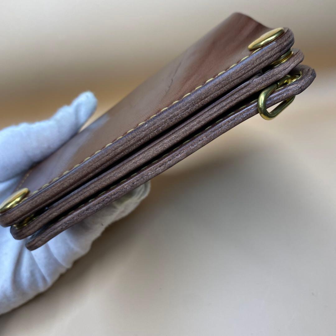 栃木レザー お札折らずに収納できる無骨なミドルトラッカーウォレット BTW