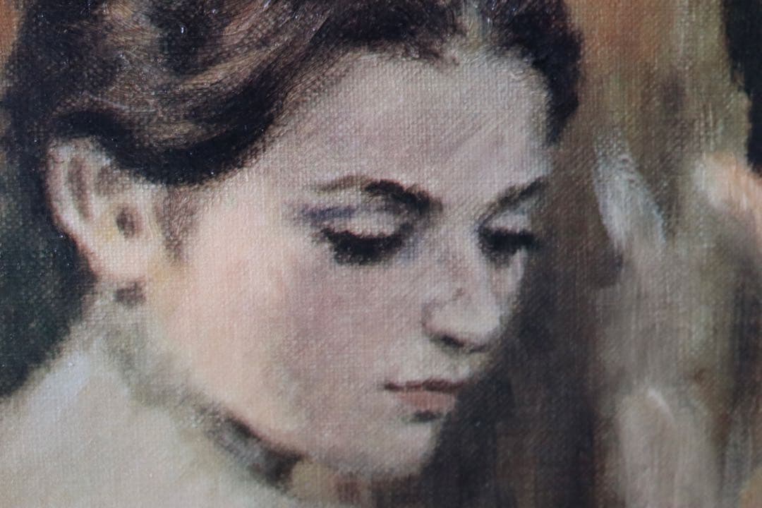 ブルー服の女 菅沼金六 額絵 美人画 バレリーナ アート