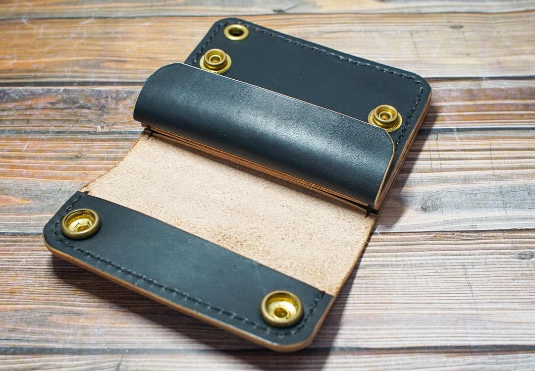 ミニトラッカーウォレット ミニ MW茶芯丘染め 3層 手縫い ウォレット