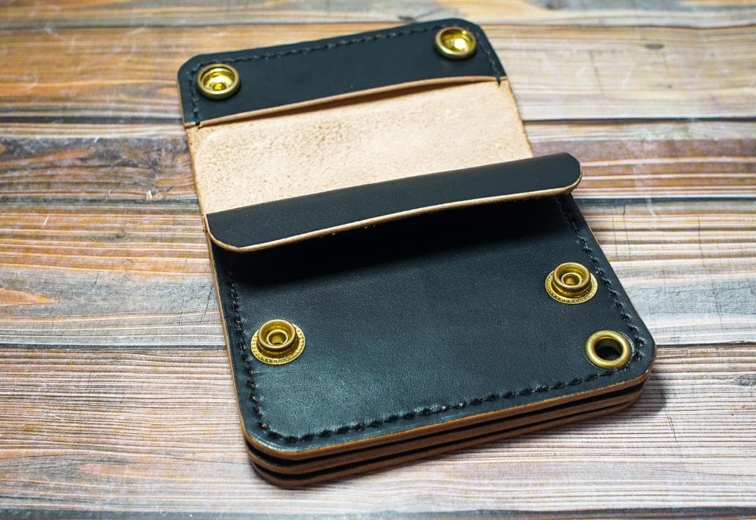 ミニトラッカーウォレット ミニ MW茶芯丘染め 3層 手縫い ウォレット