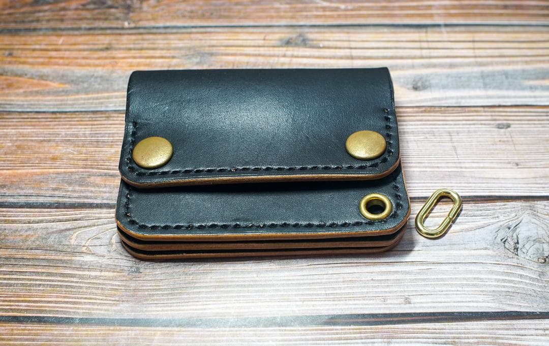 ミニトラッカーウォレット ミニ MW茶芯丘染め 3層 手縫い ウォレット