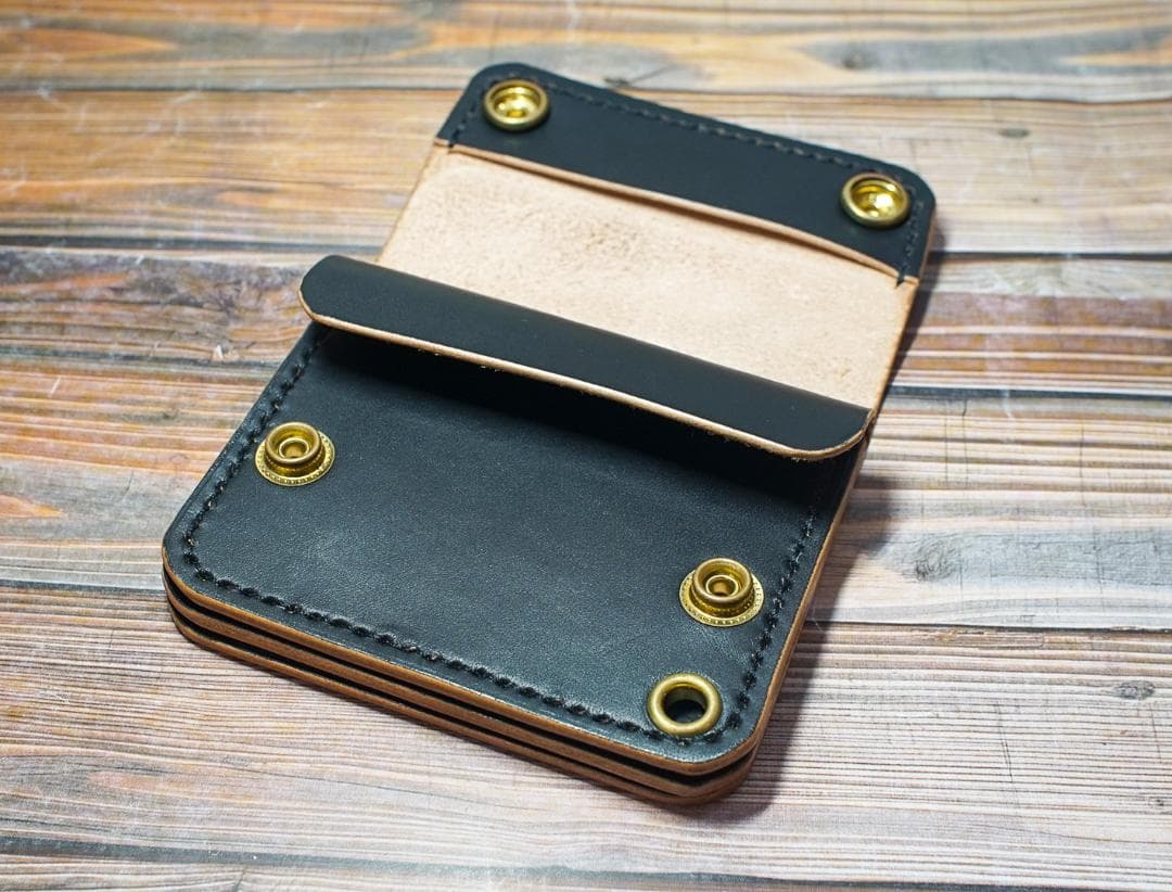 ミニトラッカーウォレット ミニ MW茶芯丘染め 3層 手縫い ウォレット