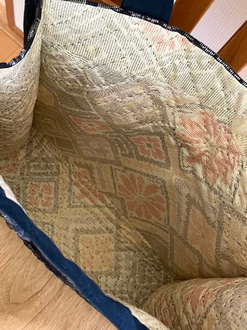 ハンドメイド　パッチワーク　古布　紬　手提げ　バッグ