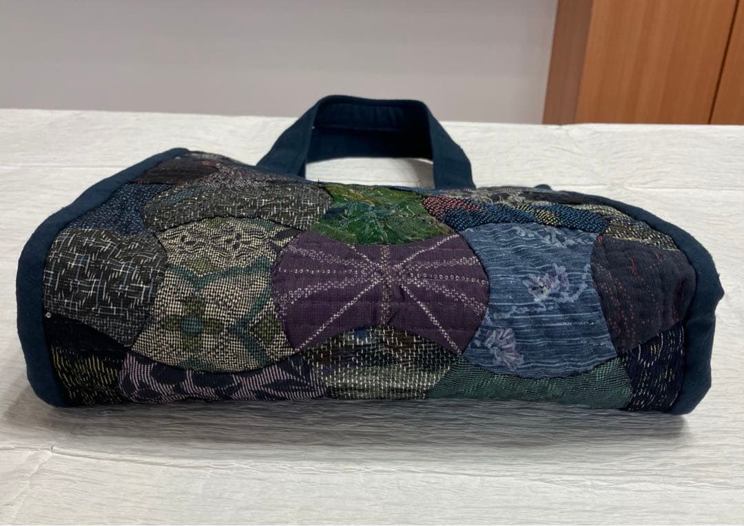 ハンドメイド　パッチワーク　古布　紬　手提げ　バッグ