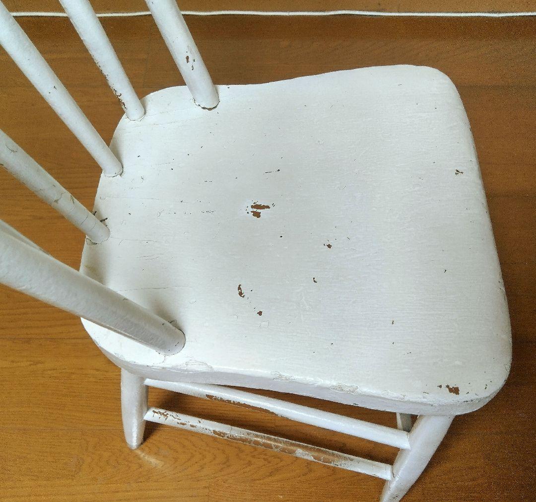 antique アンティーク ホワイトペイント スピンドルバック チェア
