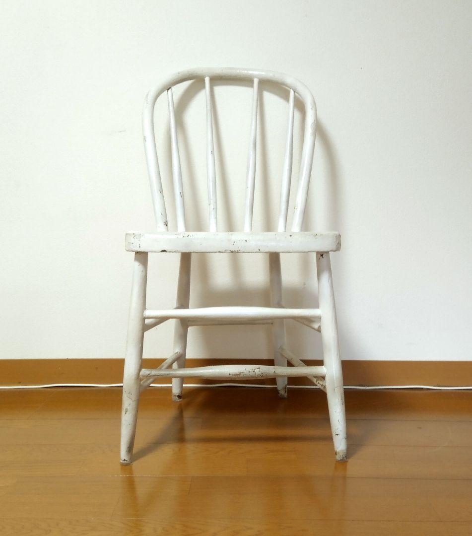 antique アンティーク ホワイトペイント スピンドルバック チェア