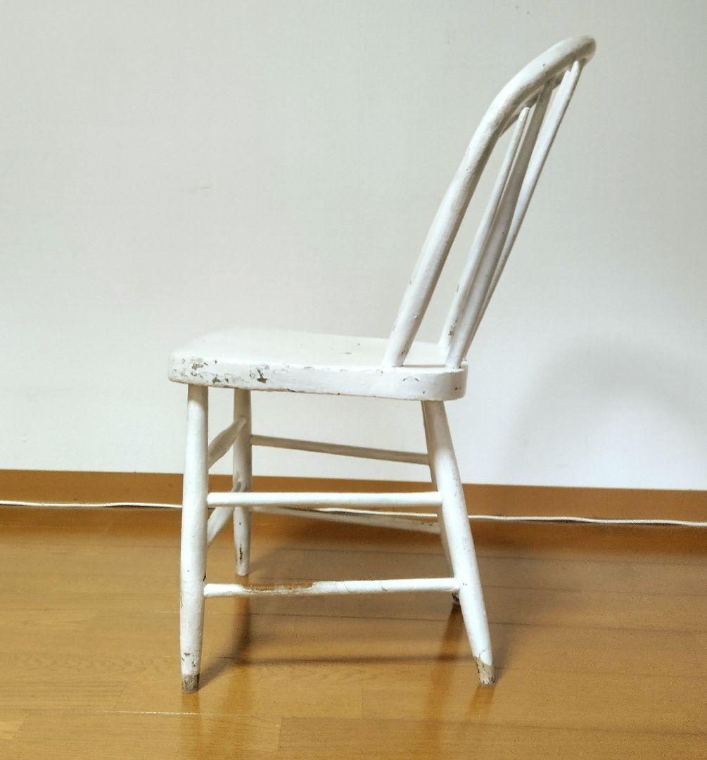antique アンティーク ホワイトペイント スピンドルバック チェア