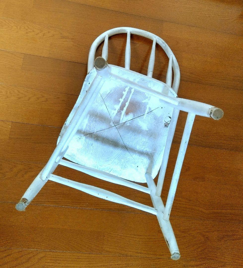 antique アンティーク ホワイトペイント スピンドルバック チェア