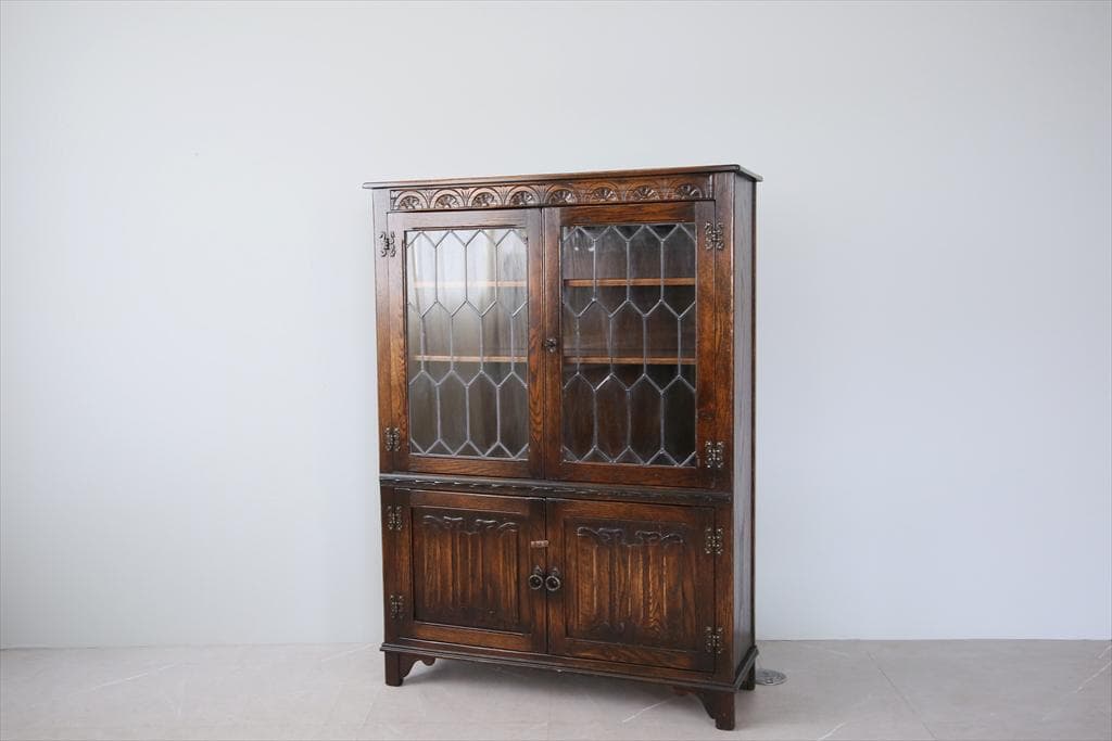 英国アンティークJC社製キャビネット/ディスプレイ棚/本棚/飾り棚(92-18)