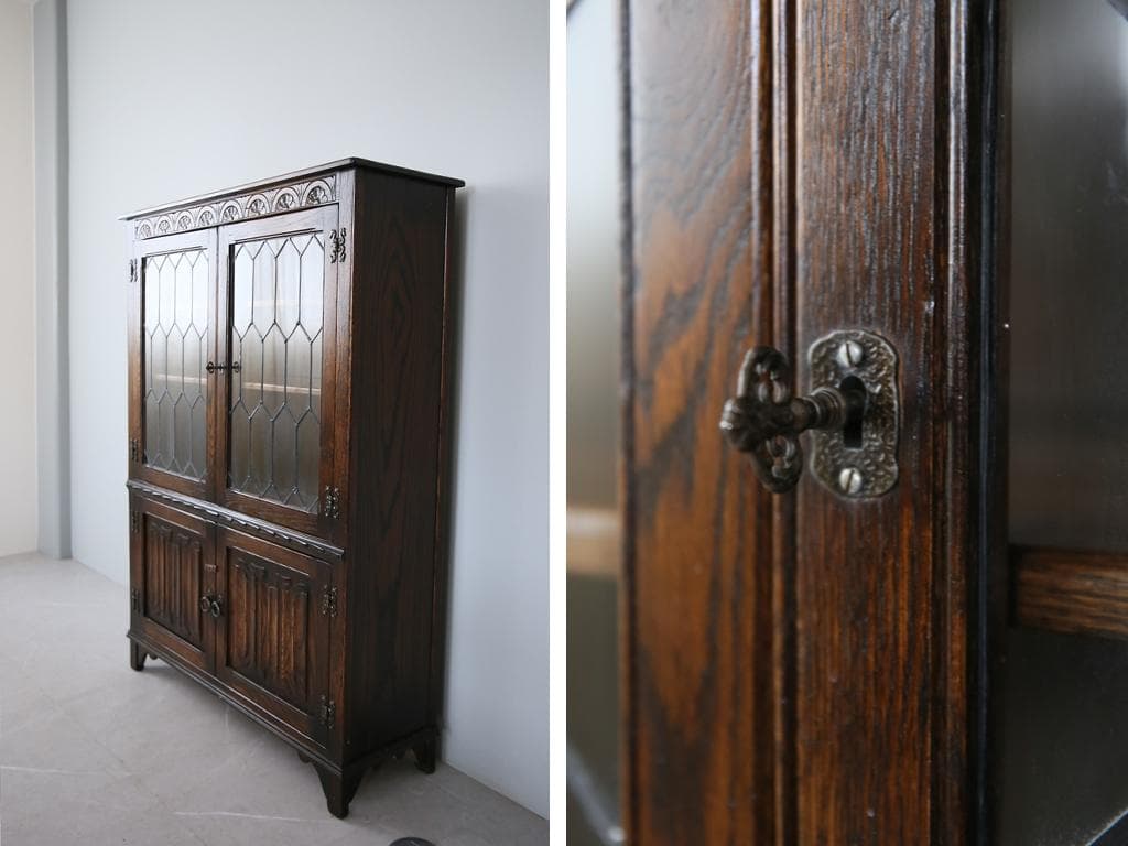 英国アンティークJC社製キャビネット/ディスプレイ棚/本棚/飾り棚(92-18)