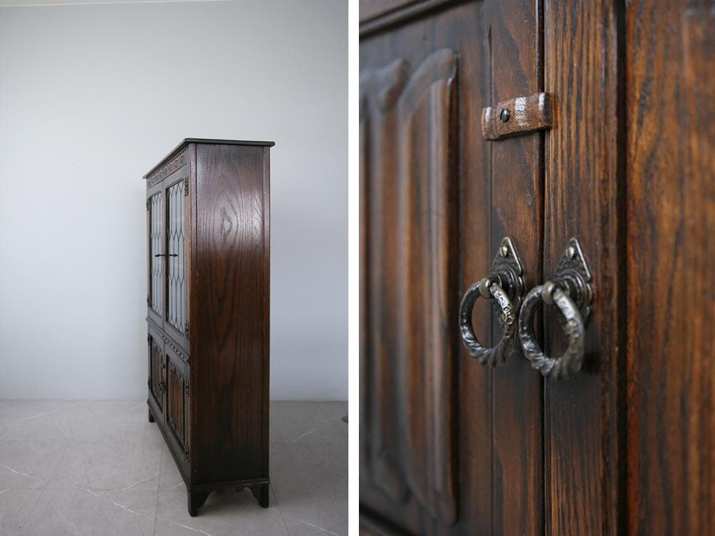 英国アンティークJC社製キャビネット/ディスプレイ棚/本棚/飾り棚(92-18)