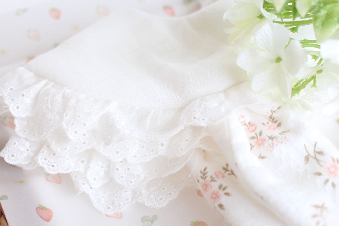 小花柄うさ耳スタイ(表地ダブルガーゼ)