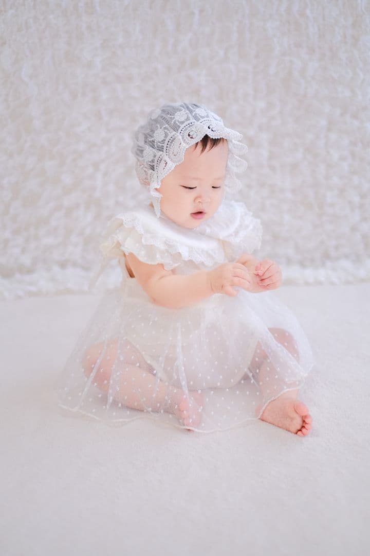 小花柄うさ耳スタイ(表地ダブルガーゼ)