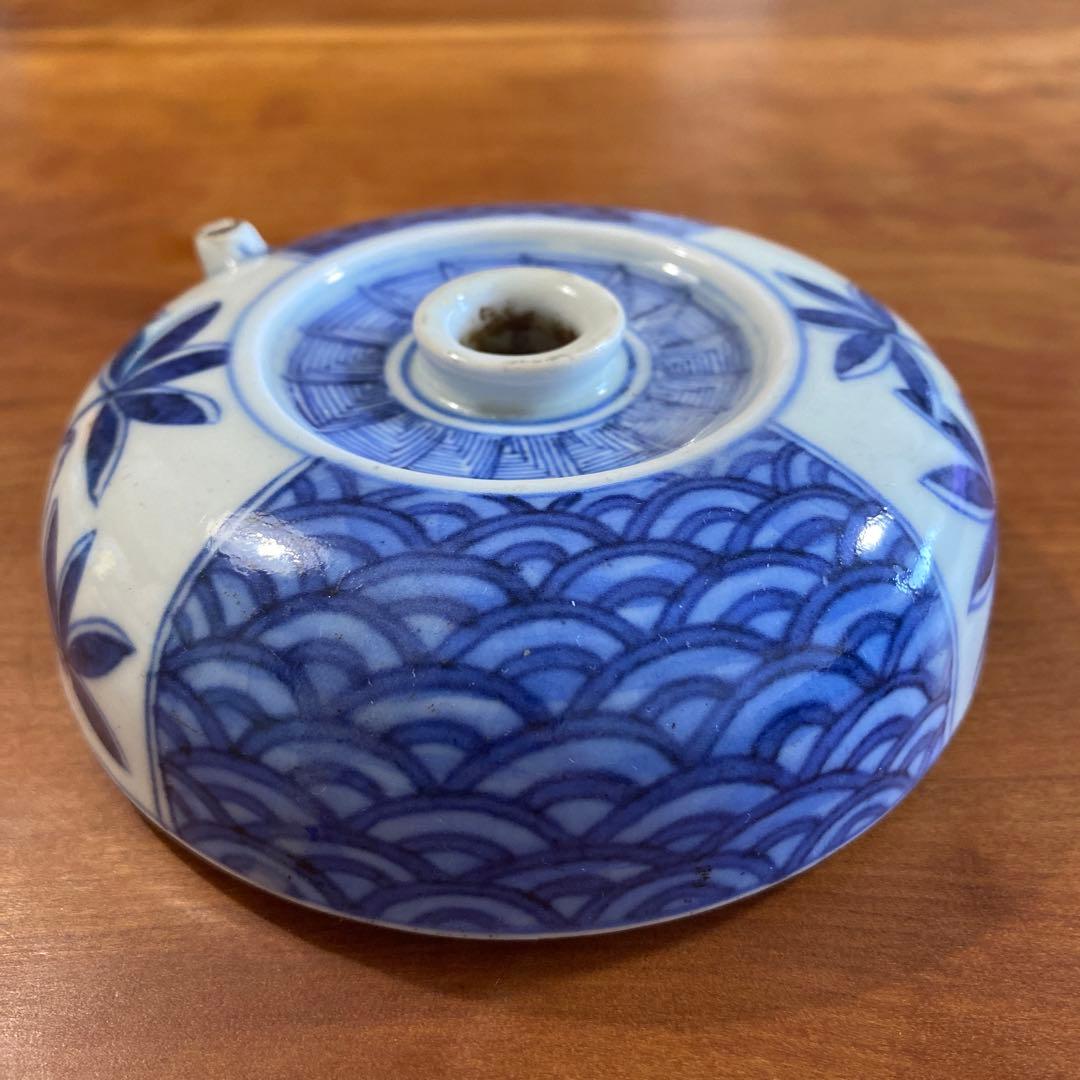 古伊万里　水壺　染付　草花図壺 希少品