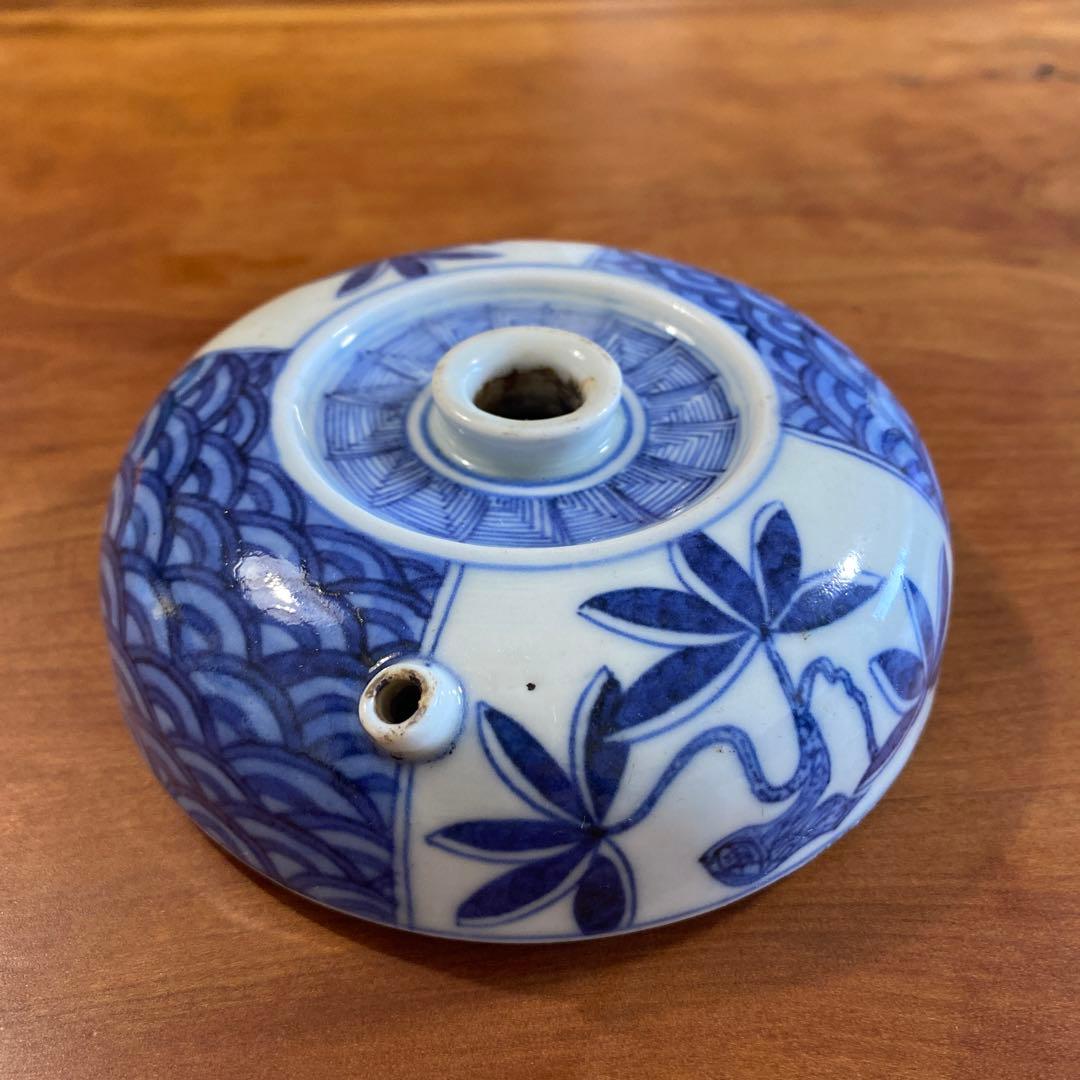 古伊万里　水壺　染付　草花図壺 希少品