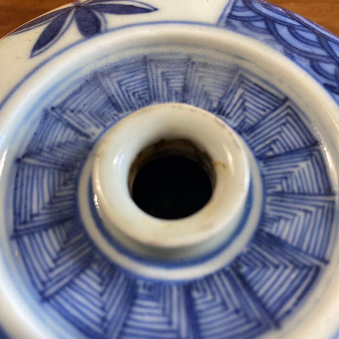 古伊万里　水壺　染付　草花図壺 希少品