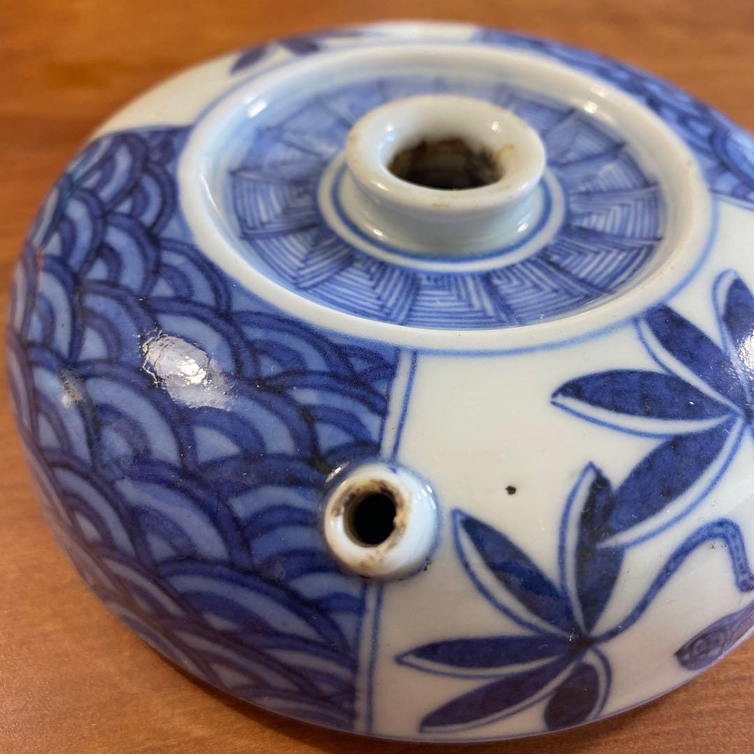 古伊万里　水壺　染付　草花図壺 希少品