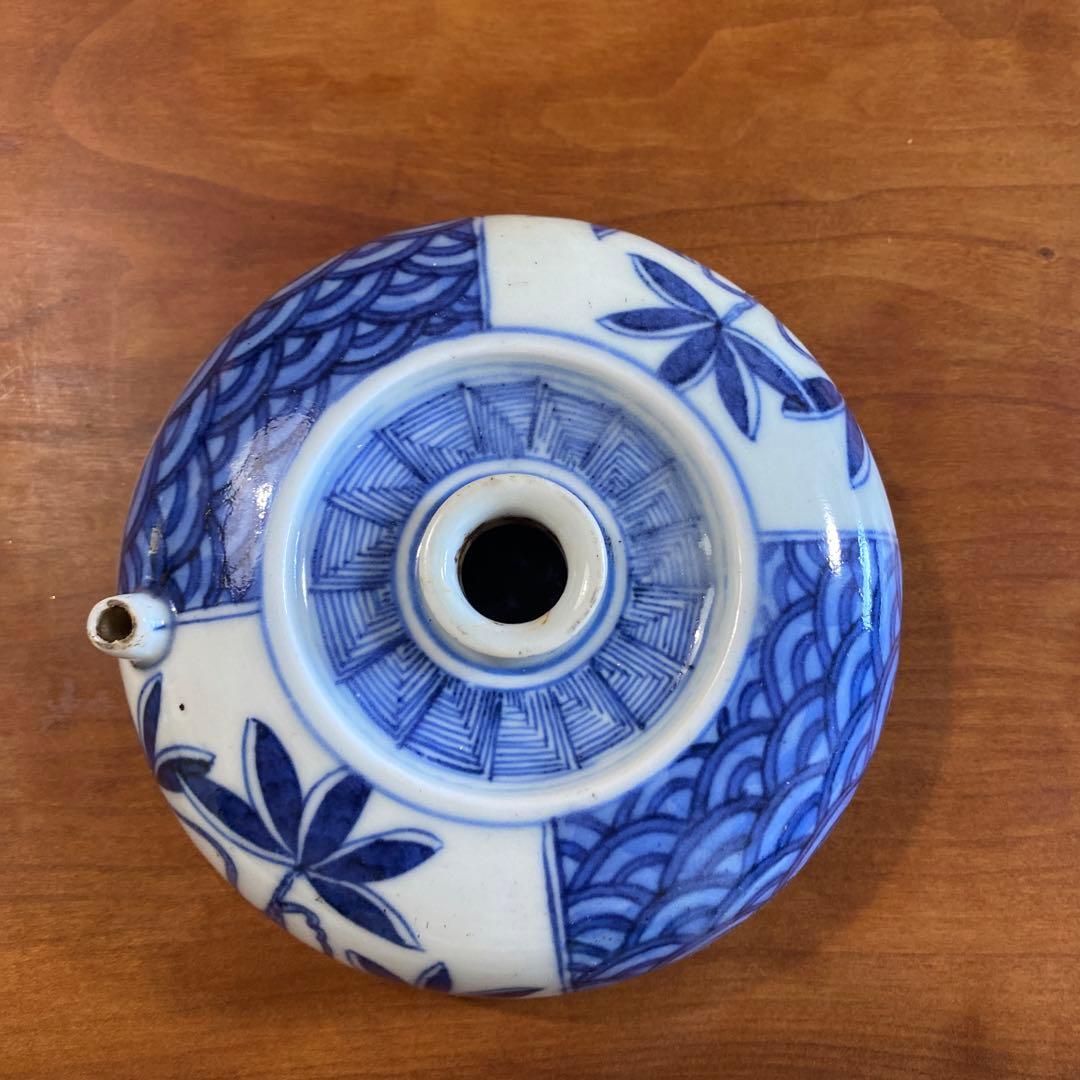 古伊万里　水壺　染付　草花図壺 希少品