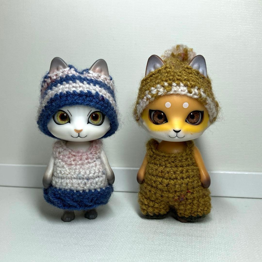 【ご確認用】カプセルドール ねこ きつね オオカミ ボーダーワンピースなど 服