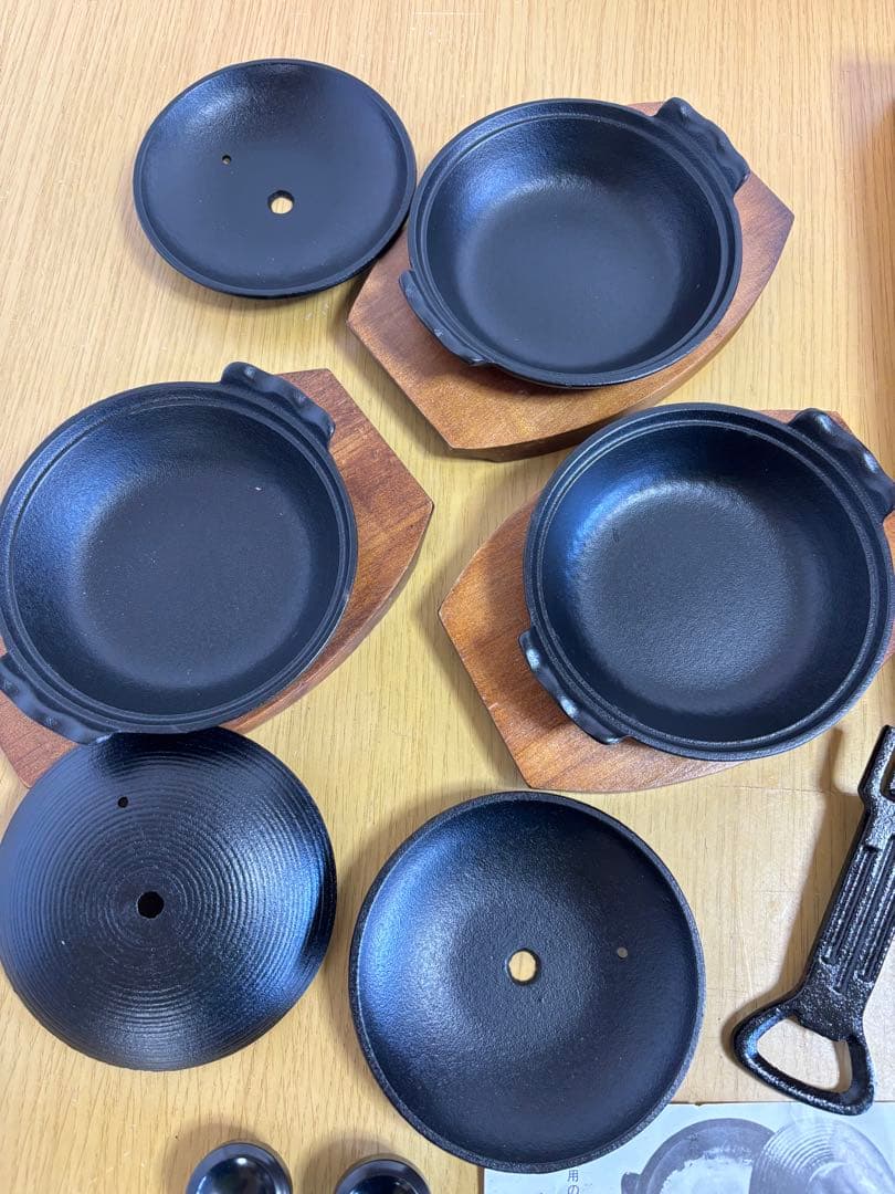 南部鉄器　目玉やき　3個セット 木製台付き