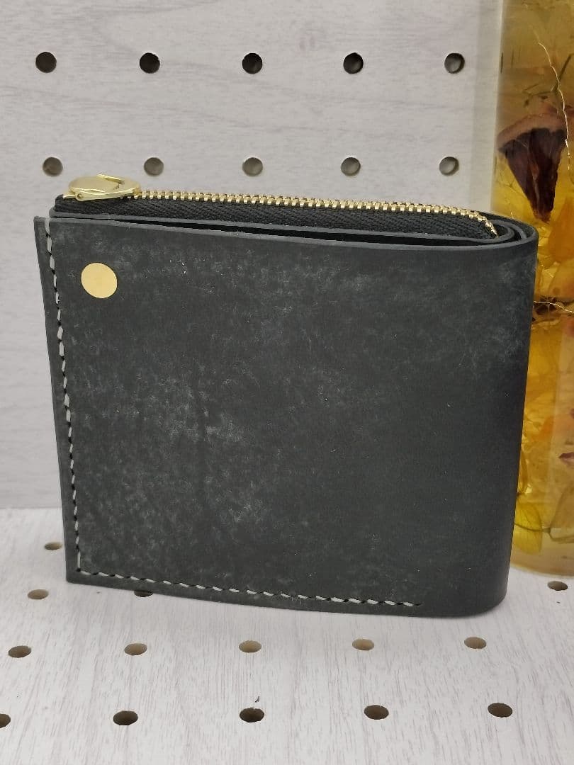 二つ折り財布　ハンドメイド　本革 レザークラフト