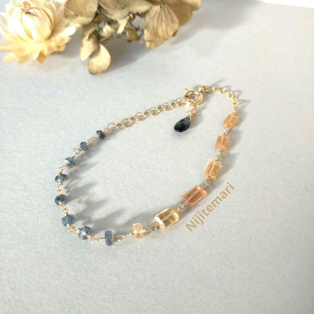 【匿名配送】インペリアルトパーズ 等 ハンドメイド ブレスレット 14kgf