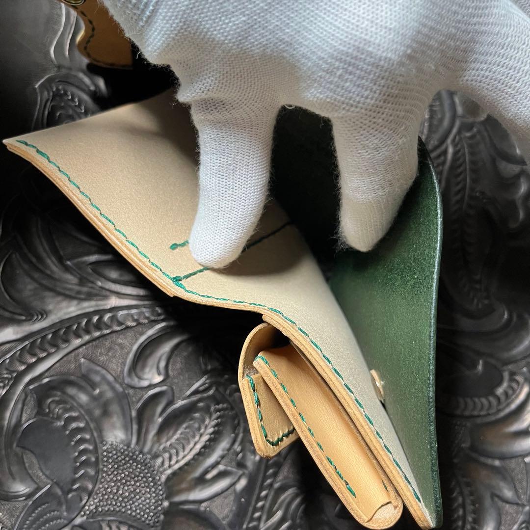 革財布　本革　ハンドメイド　三つ折り財布　レザークラフト　ファッション￼