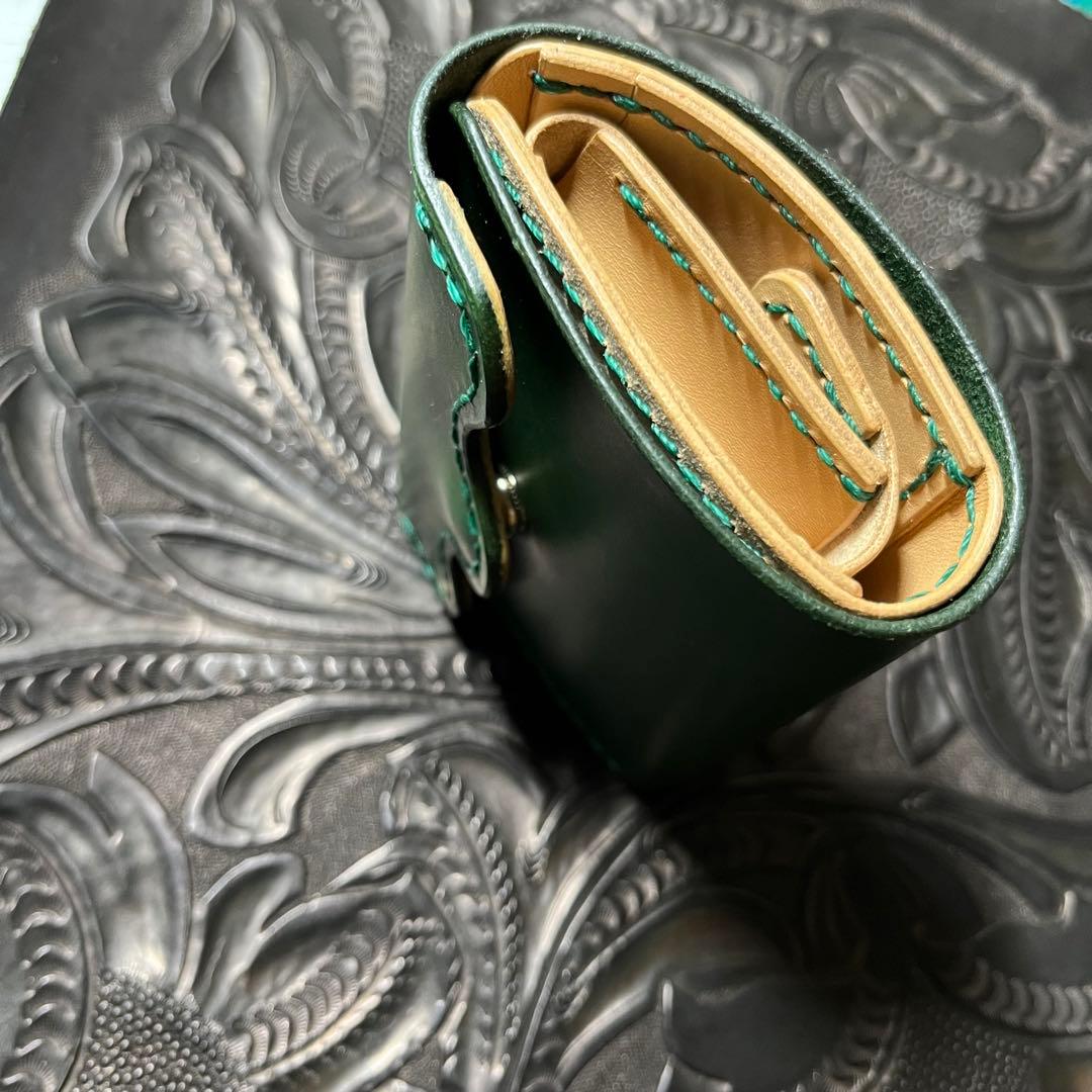 革財布　本革　ハンドメイド　三つ折り財布　レザークラフト　ファッション￼