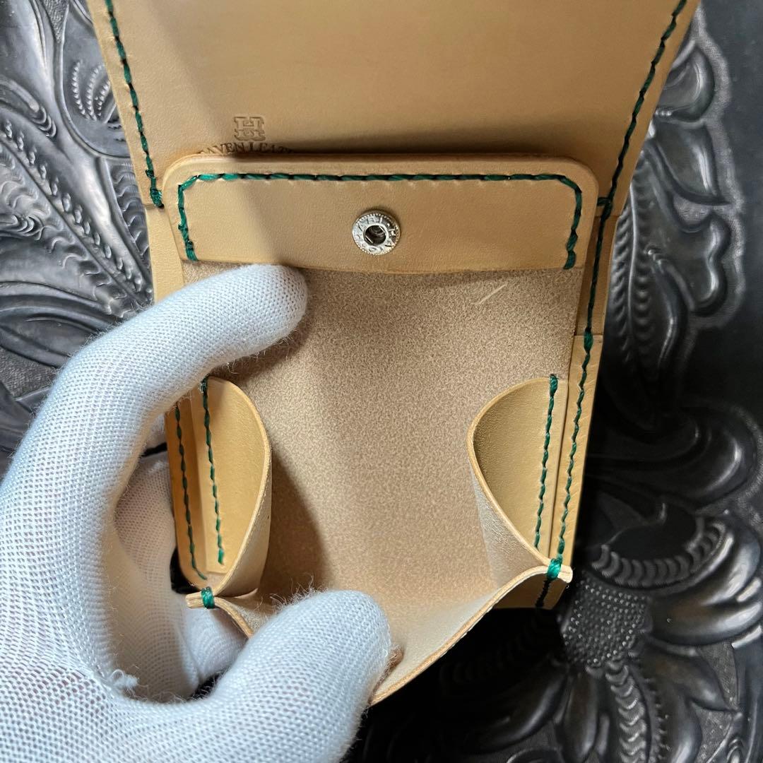 革財布　本革　ハンドメイド　三つ折り財布　レザークラフト　ファッション￼