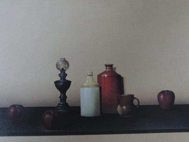 大竹山規、【壜のある静物】、希少な額装用画集画、新品高級額 額装付