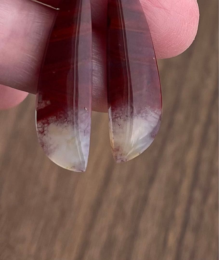 綺麗レッドモスアゲートロングピアスチャーム＊透け感あり