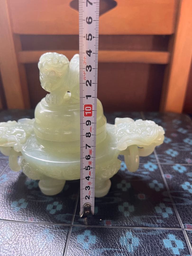 天然石 香爐 仏具 仏教美術 玉石唐獅子 龍頭耳環香炉香道