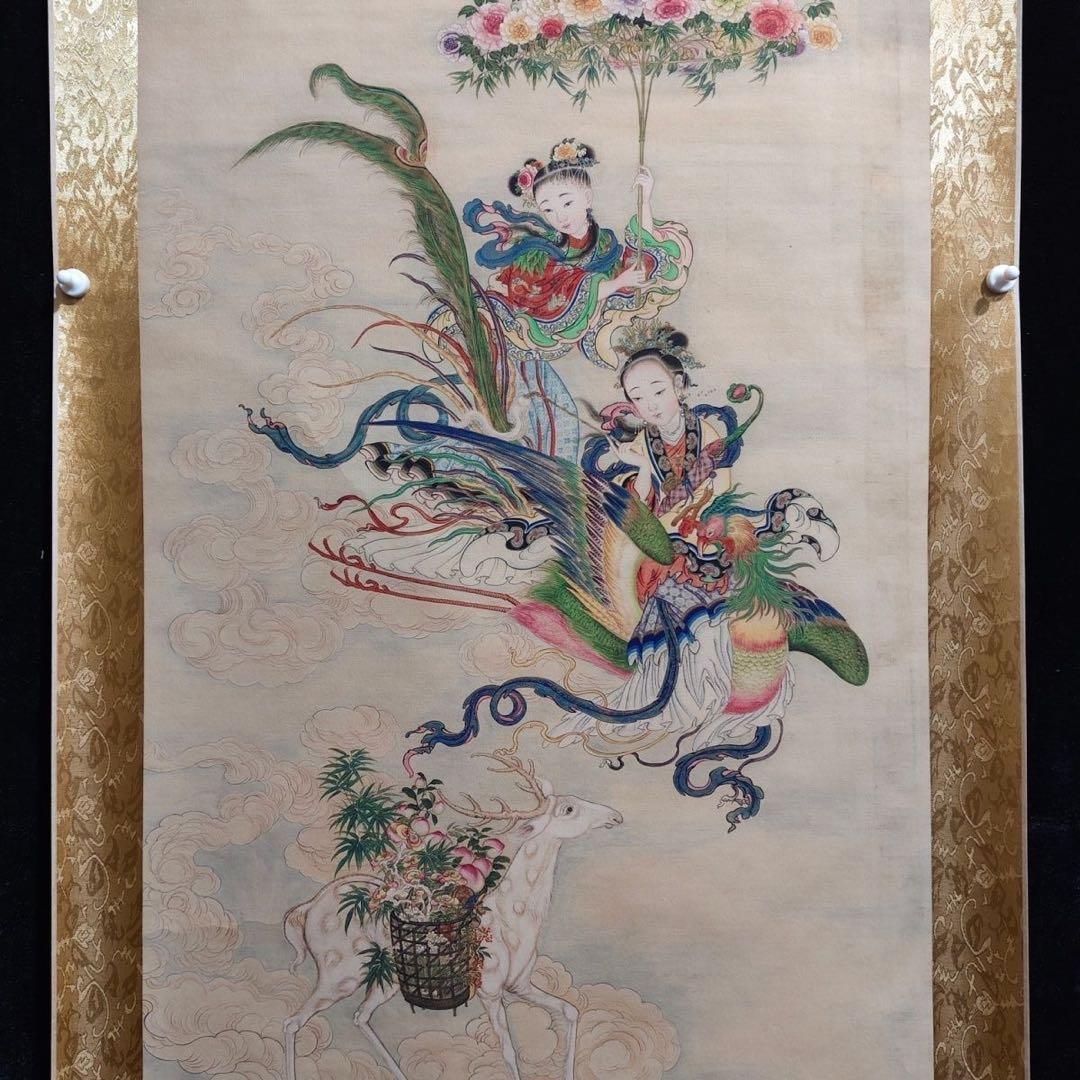 许良标 画仙人图 中国画 掛け軸 水墨画 和室 玄関 茶室 壁掛け 美術品