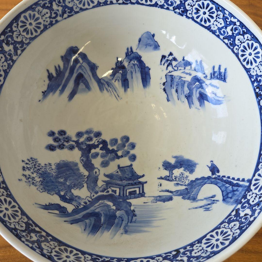 青白磁 風景画 ボウル