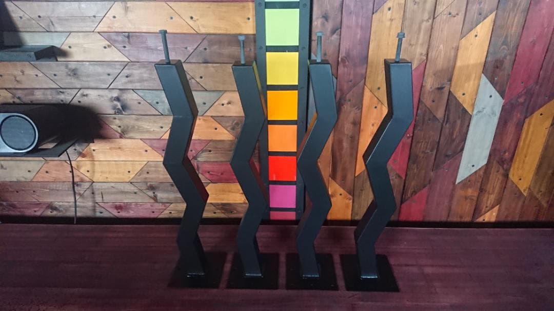 マットブラックでアイアンな極太鉄脚♪ 50×100×650mm 波型 4脚ver