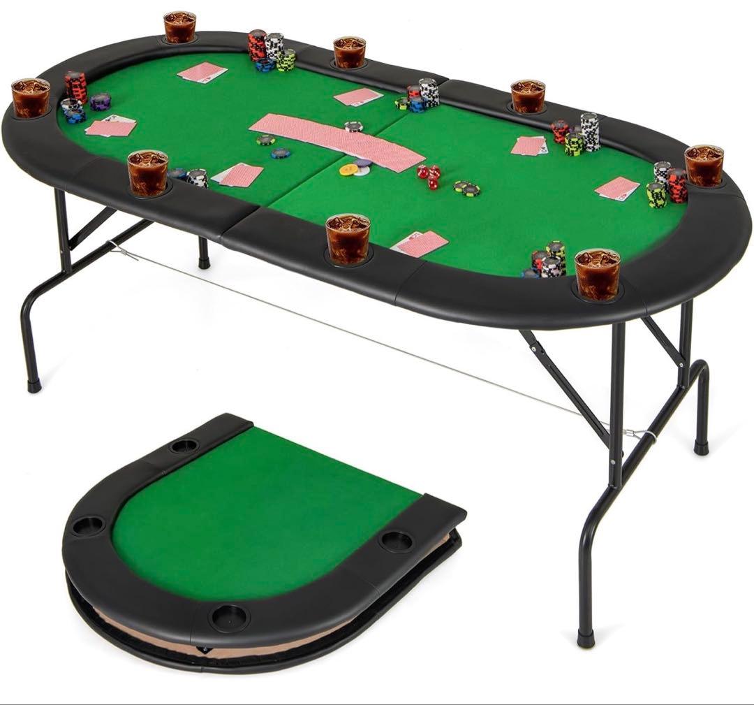 【新品】 ポーカーテーブル 8人用 折り畳み式 テーブルゲーム パーティゲーム