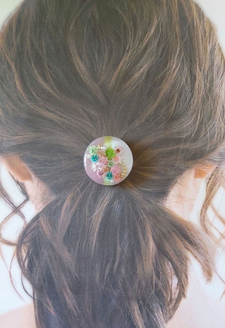 【1334】レジン　ヘアゴム　ポニーフック　ブロ―チ　ハンドメイド