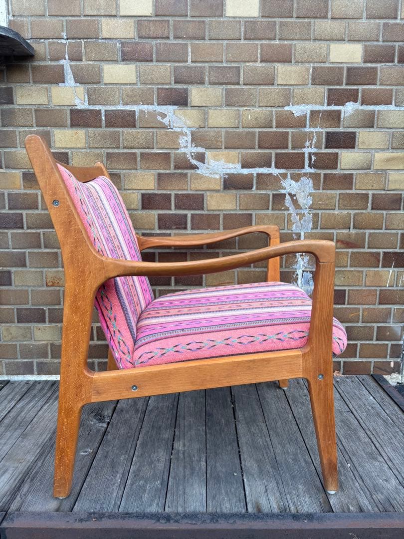 オールドカリモクKARIMOKU1人掛けピンクソファヴィンテージアンティーク