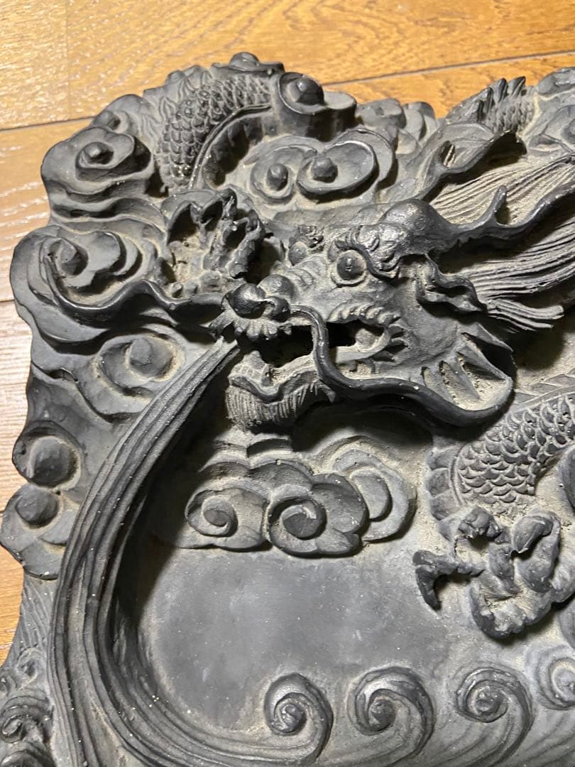 中国古美術品　特大　龍彫硯 H7.3×W23.2×37.4cm 5.9kg