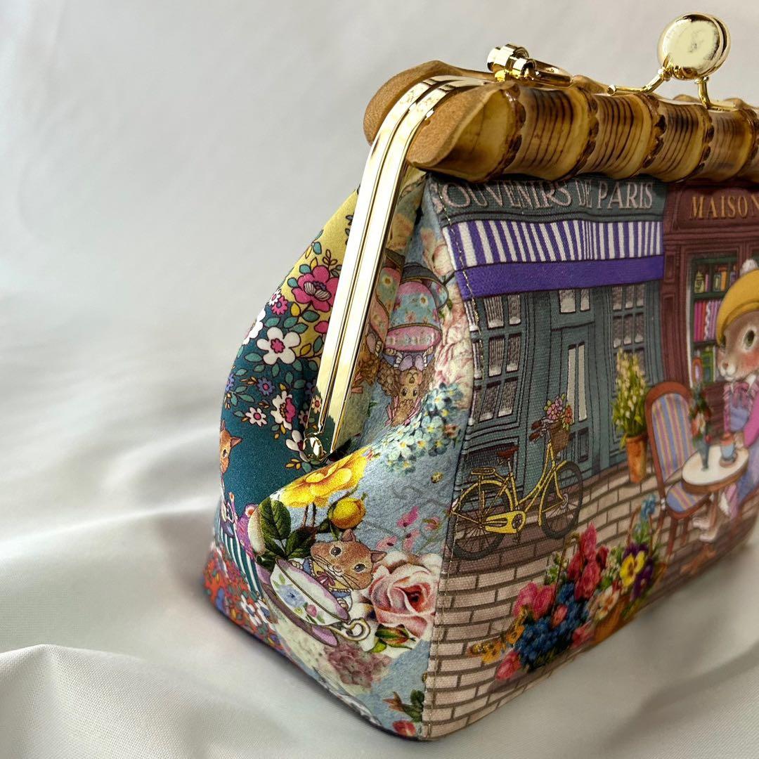 がま口　巾着バッグ　　　ハンドメイド