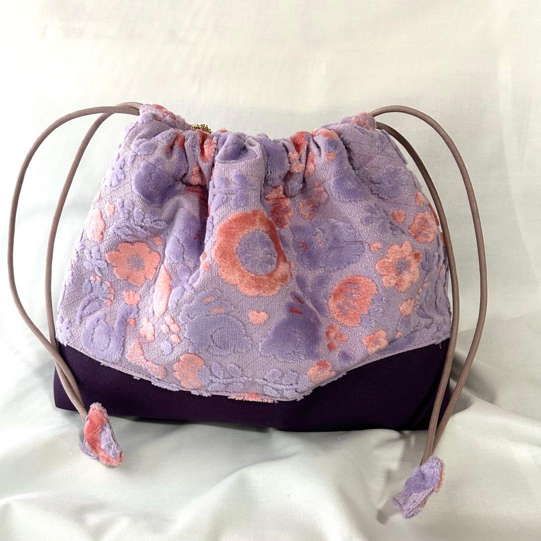 がま口　巾着バッグ　　　ハンドメイド