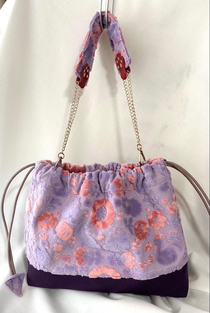 がま口　巾着バッグ　　　ハンドメイド