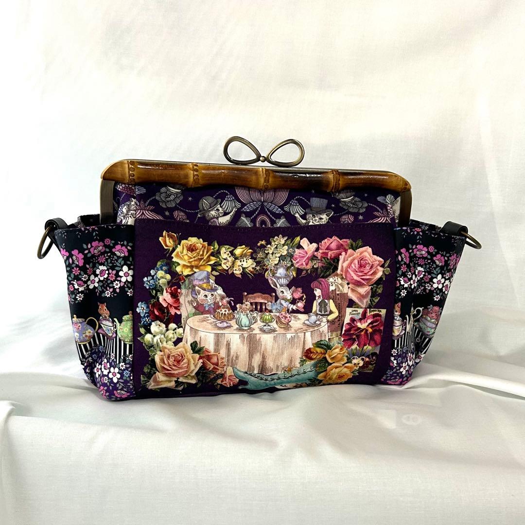 がま口　巾着バッグ　　　ハンドメイド