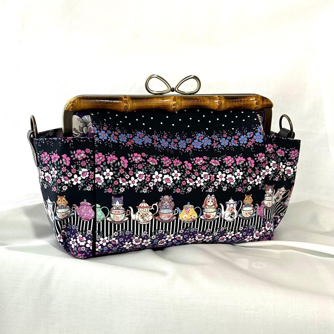 がま口　巾着バッグ　　　ハンドメイド