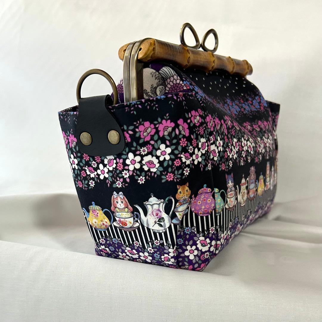 がま口　巾着バッグ　　　ハンドメイド