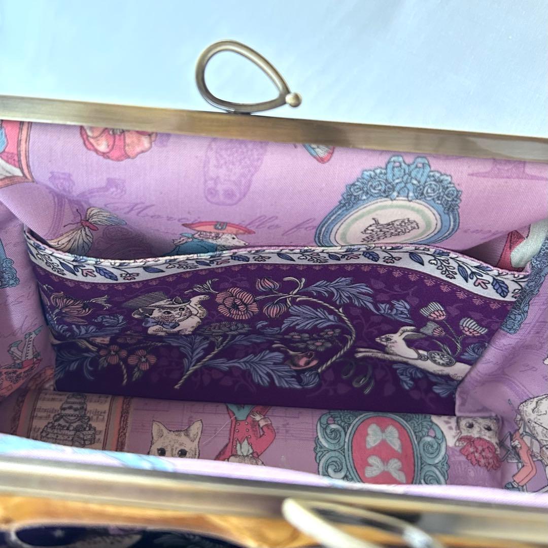 がま口　巾着バッグ　　　ハンドメイド