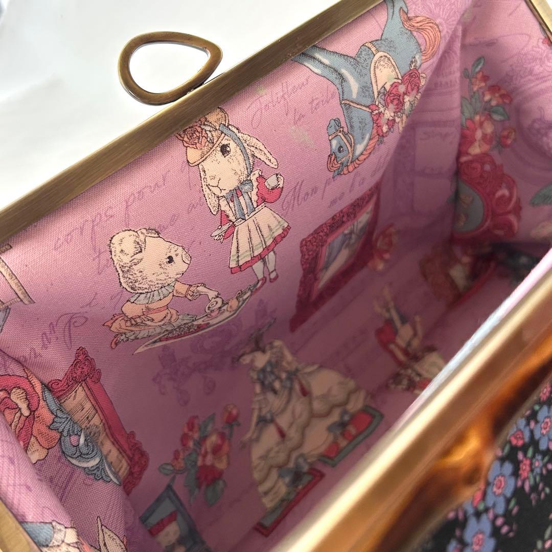 がま口　巾着バッグ　　　ハンドメイド