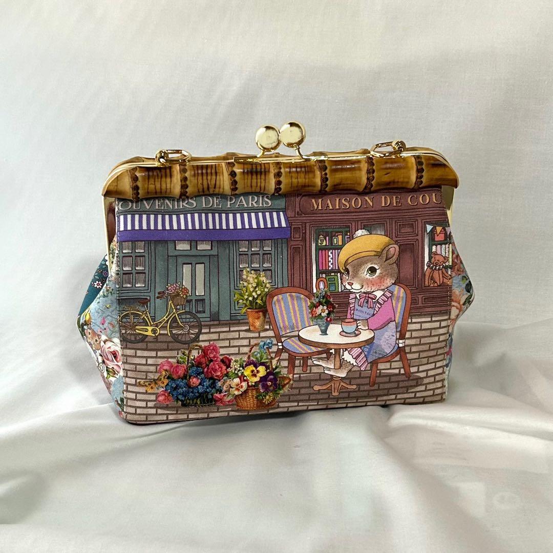 がま口　巾着バッグ　　　ハンドメイド