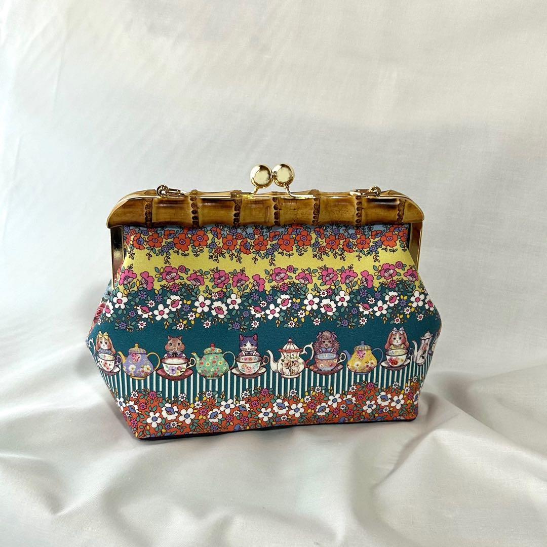 がま口　巾着バッグ　　　ハンドメイド