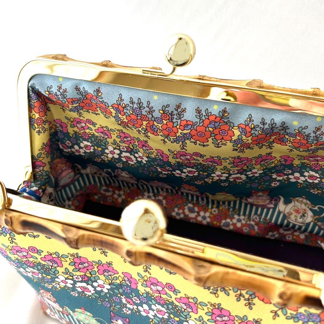 がま口　巾着バッグ　　　ハンドメイド